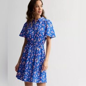 NEW…Draper James Blue Floral Shirt Dress with Tie Waist